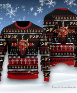 Jesus Saved My Life Ugly Christmas Sweater For Men & Women, Christian Sweater, God Gift