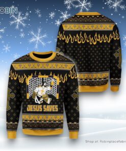 Jesus Saves Hockey Ugly Christmas Sweater For Men & Women Adult, Christian Sweater, God Gift