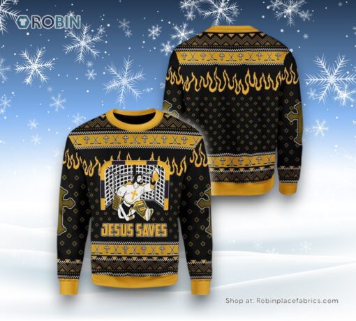 Jesus Saves Hockey Ugly Christmas Sweater For Men & Women Adult, Christian Sweater, God Gift