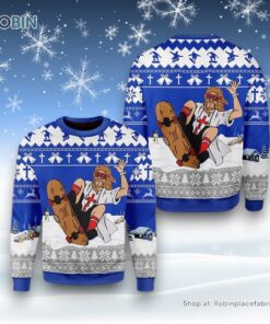 Jesus Skateboarding Christmas Ugly Christmas Sweatshirt, Sweater For Men & Women, Christian Sweater, God Gift
