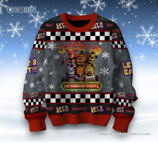 Join Us Five Nights At Freddy’s Let’s Eat 5NAF Ugly Sweater and Sweatshirt
