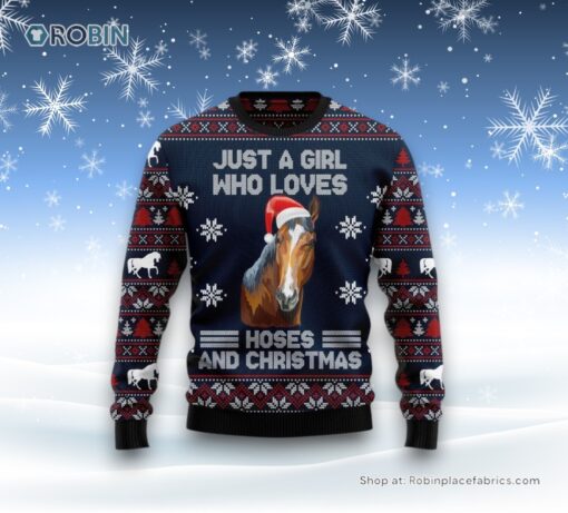 Just A Girl Who Loves Horse Ugly Christmas Sweater For Men And Women, Farm Ugly Sweater