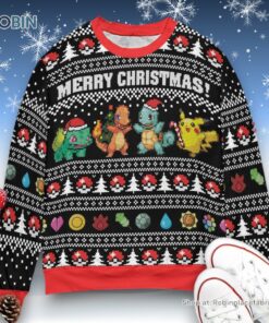Kanto Starters Pokemon Christmas Ugly Sweater and Sweatshirt