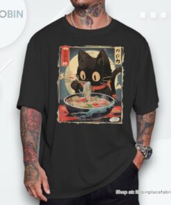 Kawaii Cat Eating Ramen Noodles Anime Girls Ns Shirt