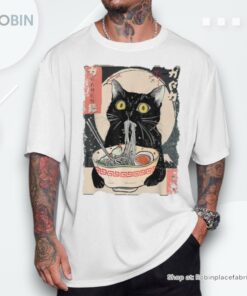 Kawaii Cat Eating Ramen Noodles Anime Girls Ns Shirt style 1
