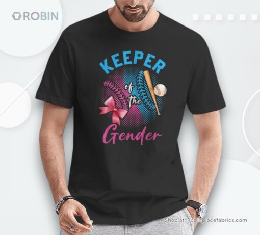 Keeper Of The Gender Baseball Or Bows Gender Reveal Party Shirt