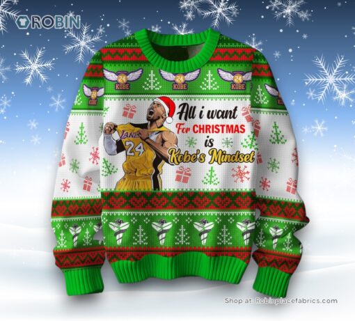 Kobe Bryant All I Want For Christmas Is Kobe’s Mindset Ugly Sweater and Sweatshirt