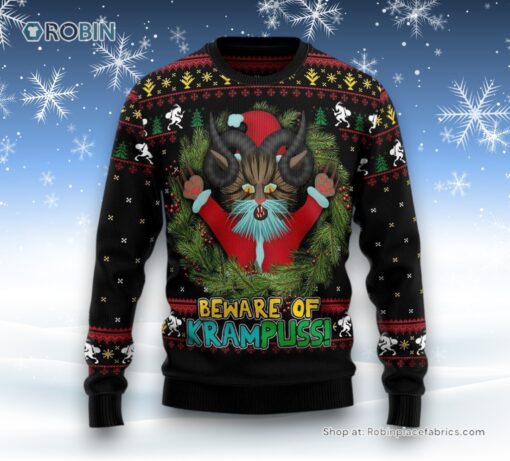Krampuss Cat Ugly Christmas Sweater, Christmas Gift For Cat Love