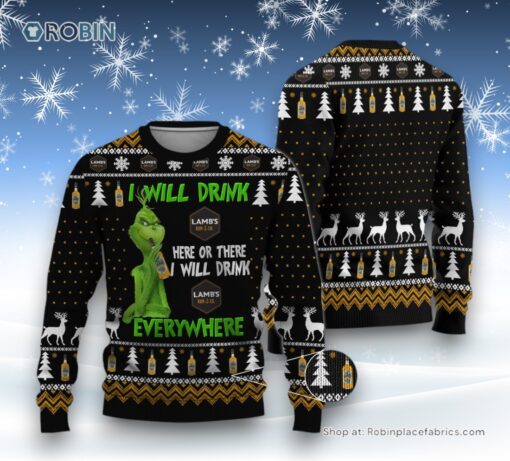 Lambs Rum Grinch Ugly Sweater and Sweatshirt