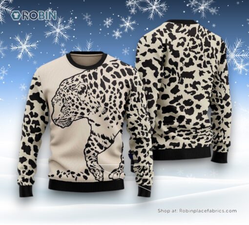 Leopard Pattern Ugly Christmas Sweatshirt, Sweater