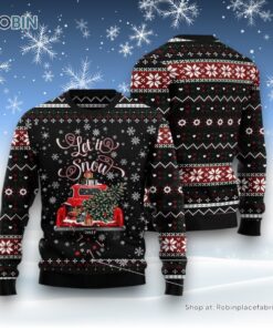 Let It Snow Red Truck Ugly Christmas Sweater