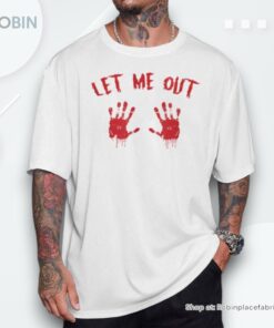 Let Me Out Bloody Hand Print Pregnant Halloween Costume Shirt