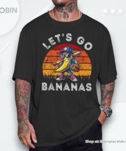 Lets Go Bananas Banana Playing Baseball Baseball Player Fun Shirt Lets Go Bananas Banana Playing Baseball Baseball Player Fun Shirt