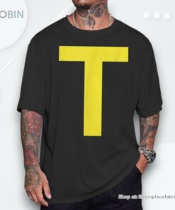 Letter T In Yellow Theodore Chipmunk Costume Halloween Shirt