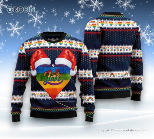 Lgbt Heart Ugly Christmas Sweatshirt, Sweater