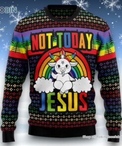 Lgbt Not Today Jesus Ugly Christmas Sweater, Christian Sweater, God Gift Lgbt Not Today Jesus Ugly Christmas Sweater, Christian Sweater, God Gift