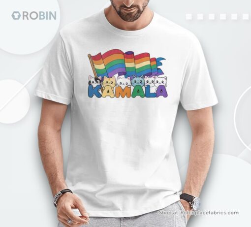Lgbtq Rainbow Cats For Kamala Harris 2024 Rights Vote Love Shirt