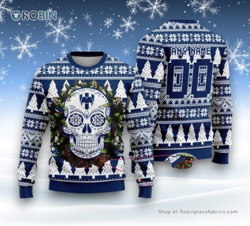 LIGA MX C.F. Monterrey Special Sugar Skull Christmas Ugly Sweater and Sweatshirt