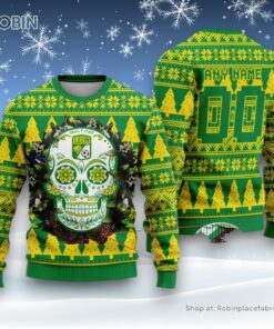 LIGA MX Club Leon Special Sugar Skull Christmas Ugly Sweater and Sweatshirt