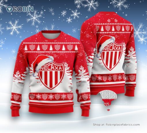 LIGA MX Club Necaxa Special Christmas Ugly Sweater and Sweatshirt Design