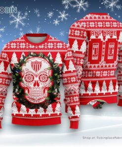 LIGA MX Club Necaxa Special Sugar Skull Christmas Ugly Sweater and Sweatshirt