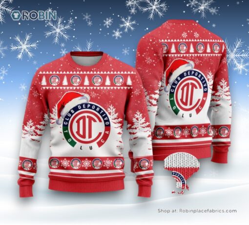 LIGA MX Deportivo Toluca Special Christmas Ugly Sweater and Sweatshirt Design