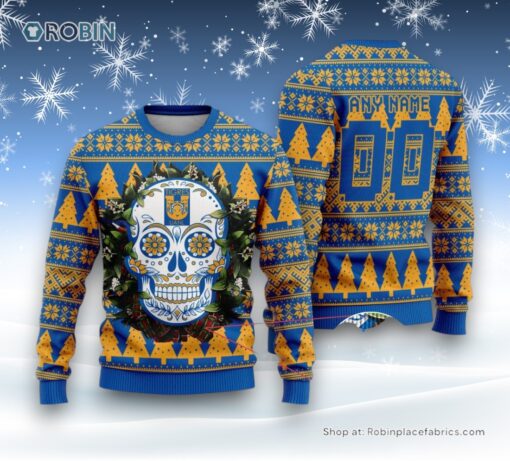 LIGA MX Tigres UANL Special Sugar Skull Christmas Ugly Sweater and Sweatshirt