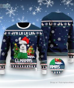 Llama Christmas Hat Ugly Christmas Sweater For Men And Women, Farm Ugly Sweater