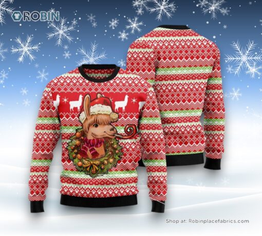 Llama Loves Christmas Ugly Christmas Sweatshirt, Sweater