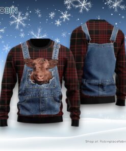 Love Cow Red Plaid Cute Ugly Christmas Sweater For Men And Women, Farm Ugly Sweater