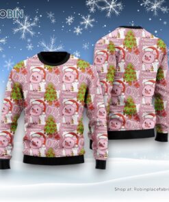 Lovely Pig On Pink Ugly Christmas Sweater For Men And Women, Farm Ugly Sweater