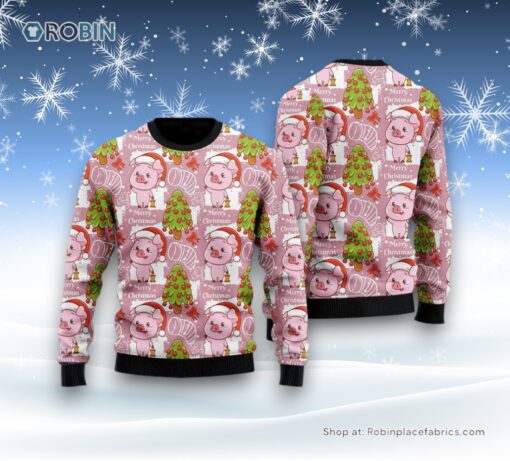 Lovely Pig On Pink Ugly Christmas Sweater For Men And Women, Farm Ugly Sweater