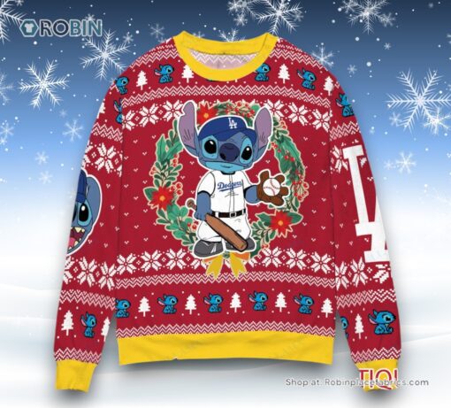 Los Angeles Dodgers x Lilo and Stitch Ugly Christmas Sweater and Sweatshirt