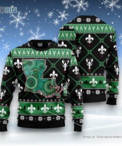 Louisiana Usa Symbols Pattern Ugly Christmas Sweater
