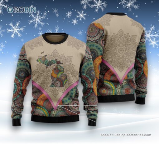 Mandala Michigan Home Ugly Christmas Sweater