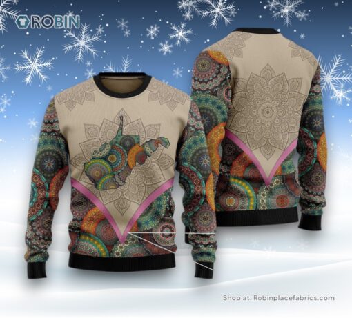 Mandala West Virginia Home Ugly Christmas Sweater
