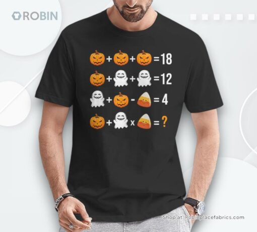 Math Teacher Halloween Equation Pumpkin Ghost Candy Corn Shirt