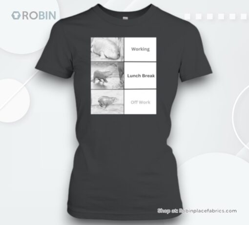 Meme Moo Deng Baby Hippo Working Lunch Break Off Work Unisex Shirt