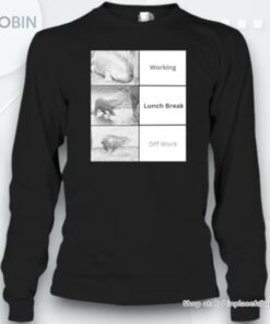 Meme Moo Deng Baby Hippo Working Lunch Break Off Work Unisex Shirt