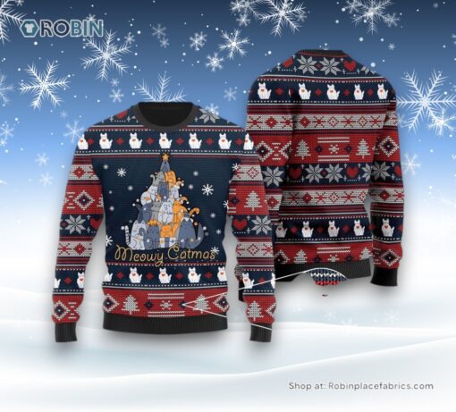 Meowy Catmas Christmas Cats Tree Ugly Sweater, Christmas Gift For Cat Love