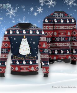 Meowy Catmas Christmas Grumpy Cat Ugly Sweater, Christmas Gift For Cat Love