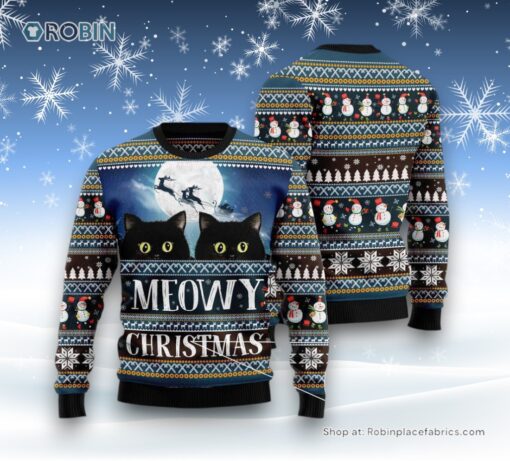 Meowy Christmas Ugly Christmas Sweatshirt, Sweater