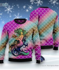Mermaid Light Ugly Christmas Sweater