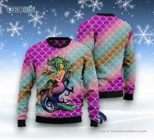 Mermaid Light Ugly Christmas Sweater