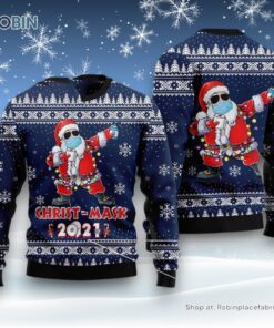 Merry Christ Mask Santa Claus Ugly Christmas Sweater