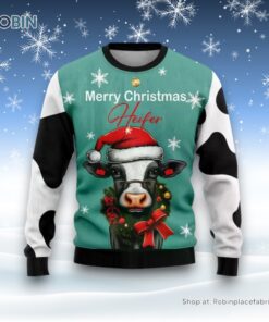 Merry Christmas Heifer Ugly Christmas Sweatshirt, Sweaters For Men Women, Christmas Gift, Farmers Sweater