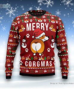 Merry Corgmas Pattern Ugly Christmas Sweater, Christmas Gift For Dog Love