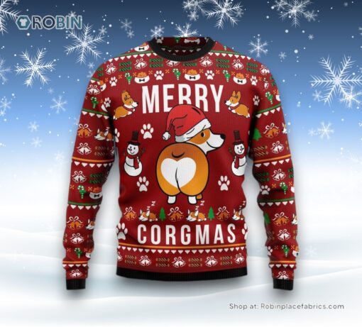 Merry Corgmas Pattern Ugly Christmas Sweater, Christmas Gift For Dog Love
