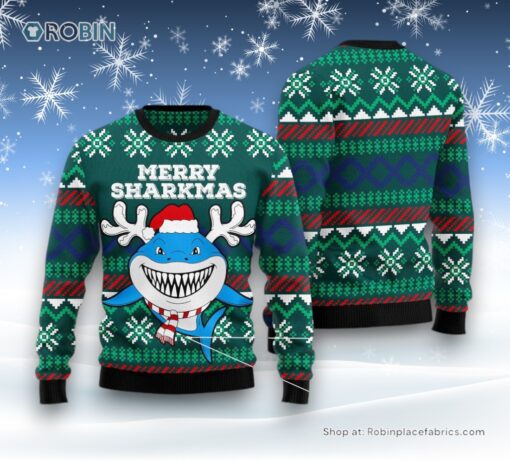 Merry Sharkmas Ugly Christmas Sweatshirt, Sweater