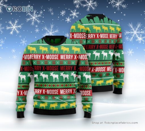 Merry X Moose Ugly Christmas Sweatshirt, Sweater